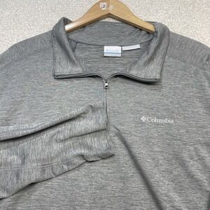 Columbia Pullover Mens XL Gray 1/4 Zip Long Sleeve Heathered Hiking Top 0600